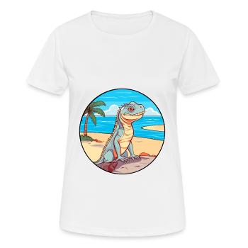Iguana Watercolor Cartoon Kawaii Clipart Animal - Women's Breathable T-Shirt - white - Front - AI Model Female 172 dark (172cm)