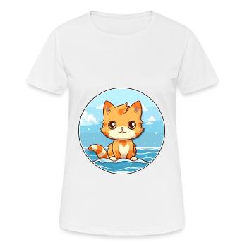 Chaton aquarelle dessin animé Kawaii Clipart Animal - T-shirt respirant Femme - blanc - Devant - AI Model Female 172 dark (172cm)
