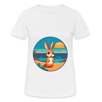 Kaninchen Aquarell Cartoon Kawaii Clipart Tier - Frauen T-Shirt atmungsaktiv - Weiß - Vorne - AI Model Female 172 dark (172cm)