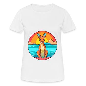 Kangaroo Watercolor Cartoon Kawaii Clipart Animal - Women's Breathable T-Shirt - white - Front - AI Model Female 172 dark (172cm)
