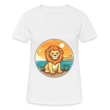 Lion Watercolor Cartoon Kawaii Clipart Animal - Women's Breathable T-Shirt - white - Front - AI Model Female 172 dark (172cm)