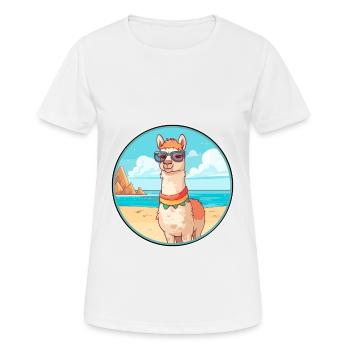 Lama Aquarell Cartoon Kawaii Clipart Tier - Frauen T-Shirt atmungsaktiv - Weiß - Vorne - AI Model Female 172 dark (172cm)
