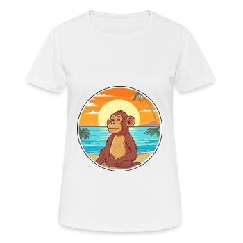 Monkey Watercolor Cartoon Kawaii Clipart Animal - Women's Breathable T-Shirt - white - Front - AI Model Female 172 dark (172cm)