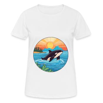 Orca Watercolor Cartoon Kawaii Clipart Animal - Women's Breathable T-Shirt - white - Front - AI Model Female 172 dark (172cm)