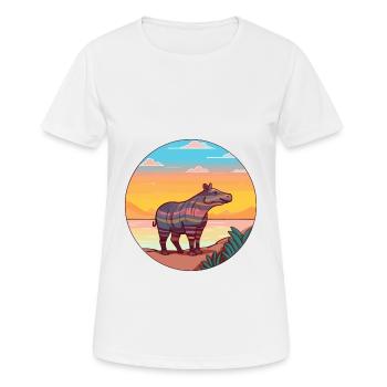 Tapir Watercolor Cartoon Kawaii Clipart Animal - Women's Breathable T-Shirt - white - Front - AI Model Female 172 dark (172cm)