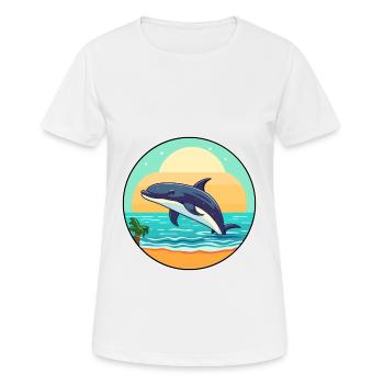 Baleine aquarelle dessin animé Kawaii Clipart Animal - T-shirt respirant Femme - blanc - Devant - AI Model Female 172 dark (172cm)
