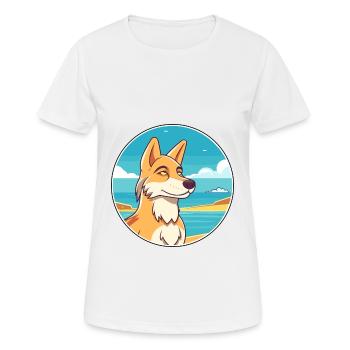 Wolf Watercolor Cartoon Kawaii Clipart Animal - Women's Breathable T-Shirt - white - Front - AI Model Female 172 dark (172cm)