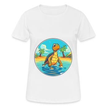 Turtle Watercolor Cartoon Kawaii Clipart Animal - Women's Breathable T-Shirt - white - Front - AI Model Female 172 dark (172cm)