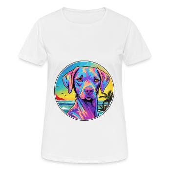 Akbash Hunderasse buntes Karikatur-Aquarell - Frauen T-Shirt atmungsaktiv - Weiß - Vorne - AI Model Female 172 dark (172cm)