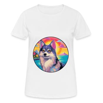 Alaskan Klee Kai Chien Race Coloré Dessin Animé Waterc - T-shirt respirant Femme - blanc - Devant - AI Model Female 172 dark (172cm)