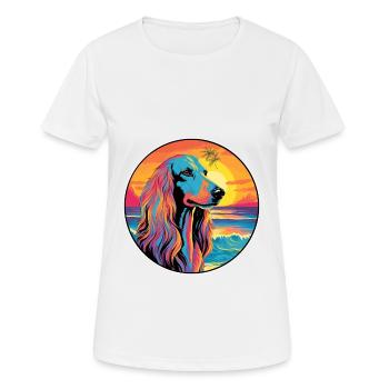 Afghan Hound chien race coloré dessin animé aquarelle - T-shirt respirant Femme - blanc - Devant - AI Model Female 172 dark (172cm)