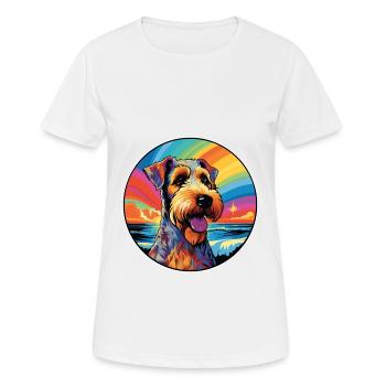 Airedale Terrier Chien Race Coloré Cartoon Waterc - T-shirt respirant Femme - blanc - Devant - AI Model Female 172 dark (172cm)
