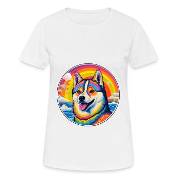 American Akita Dog Breed Colorful Cartoon Watercol - Women's Breathable T-Shirt - white - Front - AI Model Female 172 dark (172cm)