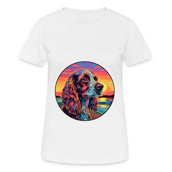 Alpine Spaniel Dog Breed Colorful Cartoon Watercol - Women's Breathable T-Shirt - white - Front - AI Model Female 172 dark (172cm)