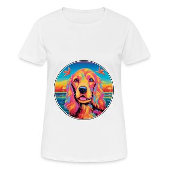 American Cocker Spaniel Chien Race Coloré Dessin Animé - T-shirt respirant Femme - blanc - Devant - AI Model Female 172 dark (172cm)