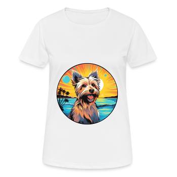 Australian Silky Terrier Dog Breed Colorful Cartoo - Women's Breathable T-Shirt - white - Front - AI Model Female 172 dark (172cm)