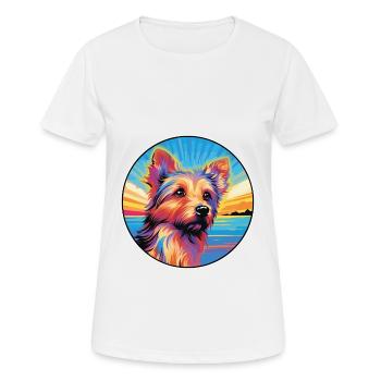 Australian Terrier Dog Breed Colorful Cartoon Wate - Women's Breathable T-Shirt - white - Front - AI Model Female 172 dark (172cm)