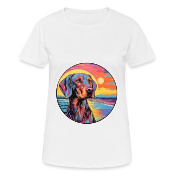 Auvergne Pointing Dog Breed Colorful Cartoon Water - Women's Breathable T-Shirt - white - Front - AI Model Female 172 dark (172cm)