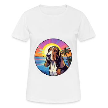 Basset Artesien Normand Dog Breed Colorful Cartoon - Women's Breathable T-Shirt - white - Front - AI Model Female 172 dark (172cm)