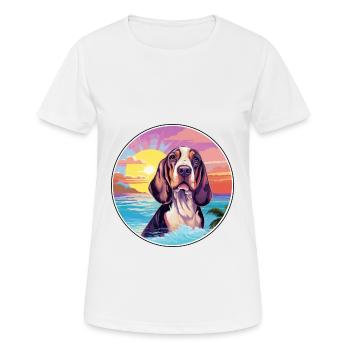 Basset Bleu De Gascogne Race De Chien Coloré Cartoon - T-shirt respirant Femme - blanc - Devant - AI Model Female 172 dark (172cm)