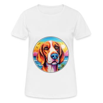 American Foxhound chien race coloré dessin animé eau - T-shirt respirant Femme - blanc - Devant - AI Model Female 172 dark (172cm)