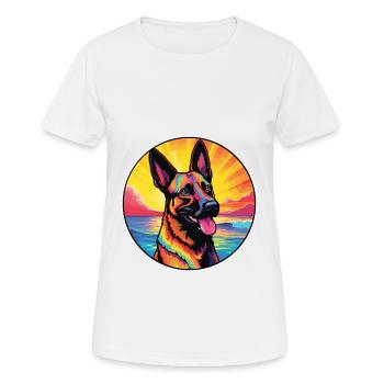 Race de chien malinois belge coloré dessin animé Waterc - T-shirt respirant Femme - blanc - Devant - AI Model Female 172 dark (172cm)