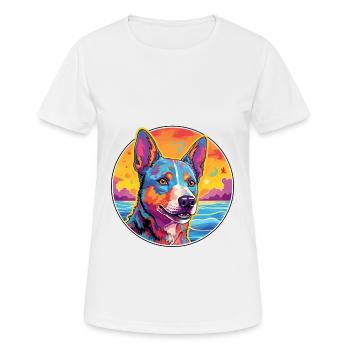 Race de chien de bétail australien Coloré Cartoon Eau - T-shirt respirant Femme - blanc - Devant - AI Model Female 172 dark (172cm)