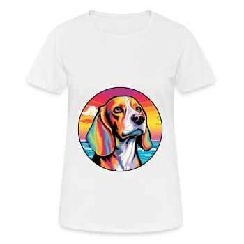 Beagle Harrier Hunderasse Bunte Karikatur Watercol - Frauen T-Shirt atmungsaktiv - Weiß - Vorne - AI Model Female 172 dark (172cm)