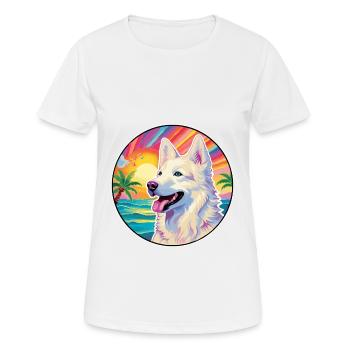 Berger Blanc Suisse Dog Breed Colorful Cartoon Wat - Women's Breathable T-Shirt - white - Front - AI Model Female 172 dark (172cm)