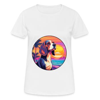 Beagle Hunderasse Buntes Karikatur-Aquarell - Frauen T-Shirt atmungsaktiv - Weiß - Vorne - AI Model Female 172 dark (172cm)