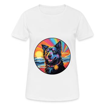 Belgische Groenendael Hunderasse Bunte Karikatur Wat - Frauen T-Shirt atmungsaktiv - Weiß - Vorne - AI Model Female 172 dark (172cm)