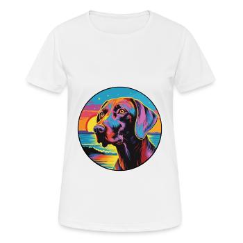 Chien d’arrêt belge de race Dessin animé coloré Waterco - T-shirt respirant Femme - blanc - Devant - AI Model Female 172 dark (172cm)