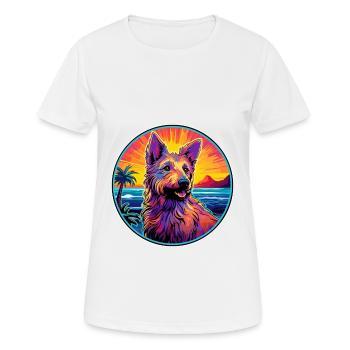 Berger Picard Hunderasse Bunte Karikatur Watercolo - Frauen T-Shirt atmungsaktiv - Weiß - Vorne - AI Model Female 172 dark (172cm)