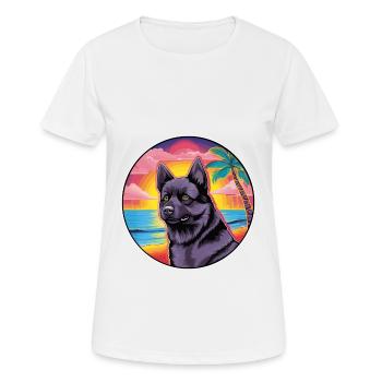 Black Norwegian Elkhound Dog Breed Colorful Cartoo - Women's Breathable T-Shirt - white - Front - AI Model Female 172 dark (172cm)