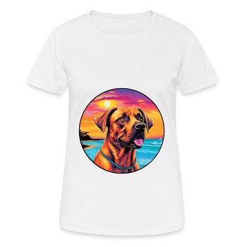 Bouche noire Cur Chien Race Coloré Cartoon Waterco - T-shirt respirant Femme - blanc - Devant - AI Model Female 172 dark (172cm)