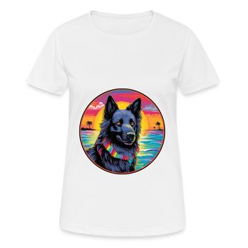 Chien de berger belge race de chien coloré dessin animé Waterc - T-shirt respirant Femme - blanc - Devant - AI Model Female 172 dark (172cm)