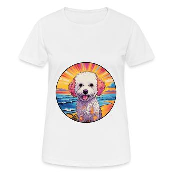 Bichon Frise chien race coloré dessin animé aquarelle - T-shirt respirant Femme - blanc - Devant - AI Model Female 172 dark (172cm)