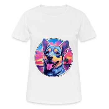 Blue Heeler Dog Breed Colorful Cartoon Watercolor - Women's Breathable T-Shirt - white - Front - AI Model Female 172 dark (172cm)