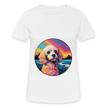 Bolognaise chien race coloré dessin animé aquarelle - T-shirt respirant Femme - blanc - Devant - AI Model Female 172 dark (172cm)
