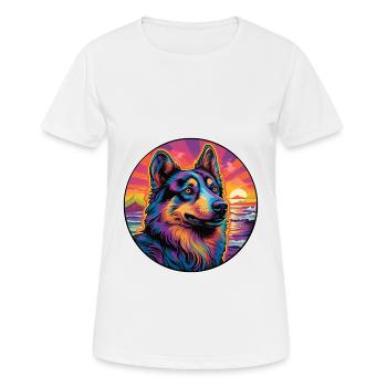 Bohemian Shepherd Dog Breed Colorful Cartoon Water - Women's Breathable T-Shirt - white - Front - AI Model Female 172 dark (172cm)