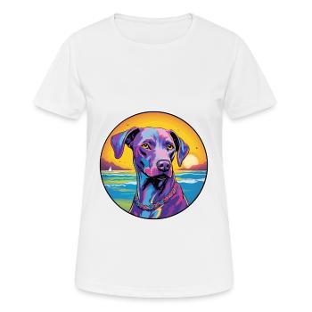 Bleu dentelle chien race coloré dessin animé aquarelle - T-shirt respirant Femme - blanc - Devant - AI Model Female 172 dark (172cm)