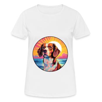 Bretagne chien race coloré dessin animé aquarelle - T-shirt respirant Femme - blanc - Devant - AI Model Female 172 dark (172cm)