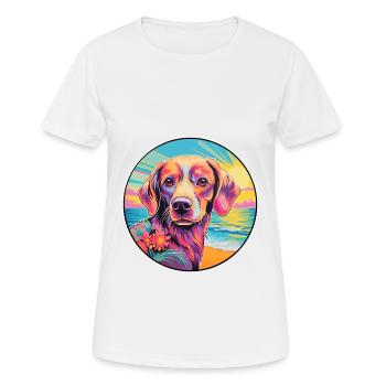Broholmer Hunderasse Buntes Karikatur-Aquarell - Frauen T-Shirt atmungsaktiv - Weiß - Vorne - AI Model Female 172 dark (172cm)