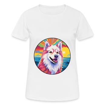 Chien esquimau canadien race coloré dessin animé Waterco - T-shirt respirant Femme - blanc - Devant - AI Model Female 172 dark (172cm)