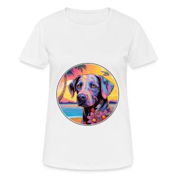 Cao da Serra de Aires Hunderasse Bunte Karikatur W - Frauen T-Shirt atmungsaktiv - Weiß - Vorne - AI Model Female 172 dark (172cm)