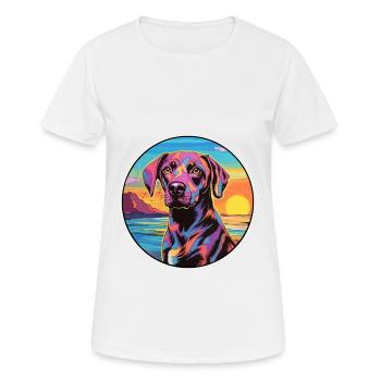 Braque Auvergne Hunderasse Bunte Karikatur Waterco - Frauen T-Shirt atmungsaktiv - Weiß - Vorne - AI Model Female 172 dark (172cm)