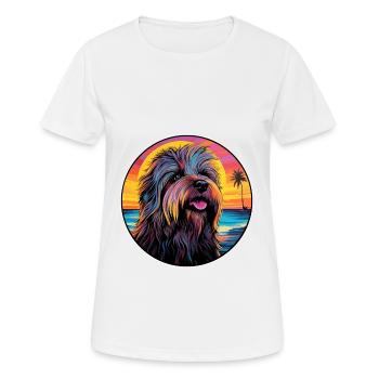 Briard Dog Breed Colorful Cartoon Watercolor - Women's Breathable T-Shirt - white - Front - AI Model Female 172 dark (172cm)