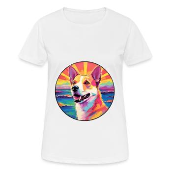 Canaan chien race coloré dessin animé aquarelle - T-shirt respirant Femme - blanc - Devant - AI Model Female 172 dark (172cm)