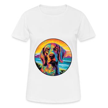 Canarian Warren Hound chien race coloré dessin animé W - T-shirt respirant Femme - blanc - Devant - AI Model Female 172 dark (172cm)