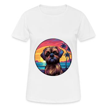 Bruxelles Griffon Chien Race Coloré Cartoon Waterc - T-shirt respirant Femme - blanc - Devant - AI Model Female 172 dark (172cm)